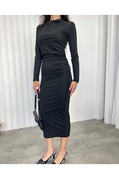 HARMONY GLOBAL Rochie de damă cu mânecă lungă cu mânecă lungă din țesătură ne...