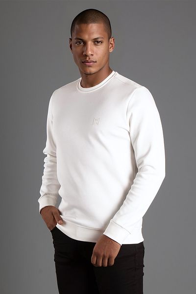 JR9 Men's White Zero Collar Textured Sweater 2322