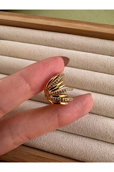 ringbox Gold Çok Sıralı Taşlı Kıkırdak Küpe Earcuff