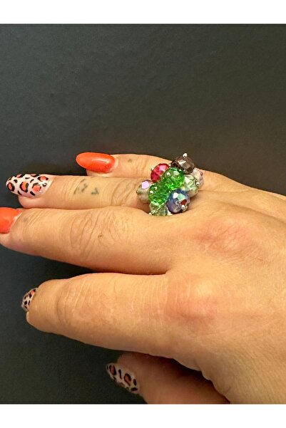 Gönülden Tasarım خاتم نسائي - تفاصيل حجر كريستال، مقاس قابل للتعديل