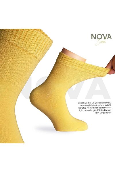 Nova Socks Дамски 4-части бамбукови чорапи без еластичност, не притискащи глезена за диабетици