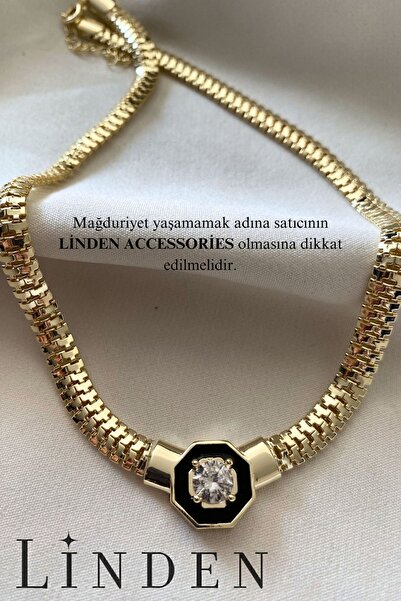 Genel Markalar Leyla (SERENAY) Serisi Rodyum Altın Kaplama Gold Kalın Zincir Kolye