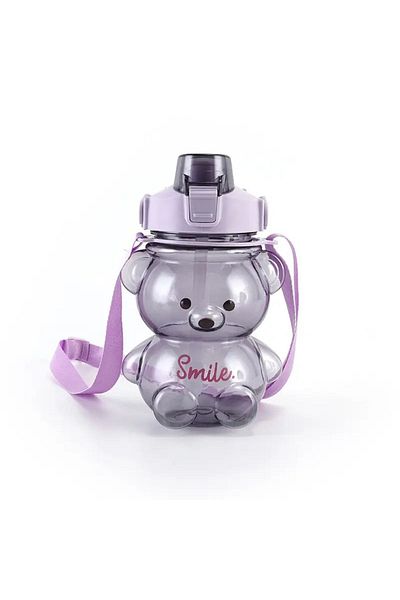 FETHİYE TOPTAN Smile Teddy Bear Model Water Bottle Water Bottle Water Bottle 1000 ML Student Water Bottle School Water Bottle Sticker Gift
