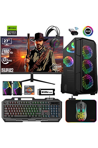 XASER Xsr636 Ryzen 7 5700x 32GB Ram 1TB M.2 NVMe SSD 12GB RTX3060 27"Curved 1...