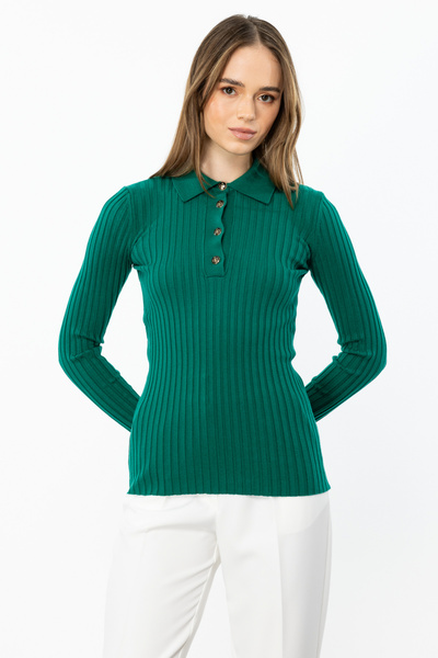 ON Fitilli Yakası Düğmeli Triko