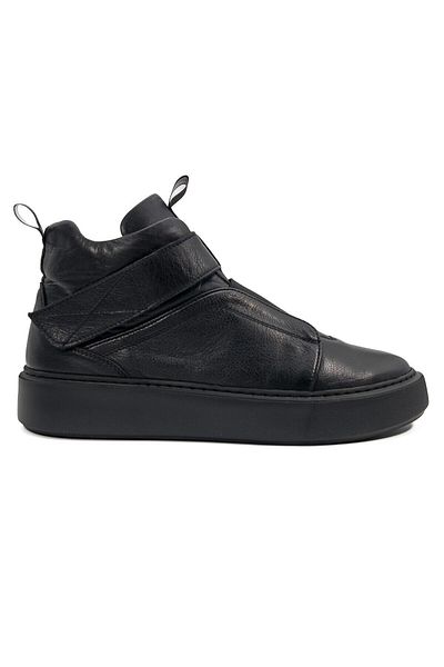 TEZCAN KUNDURA Uludağ Black Inside and Outside Genuine Leather Lightweight Eva Sole Velcro Laceless Men's Sports Boots Biker Boots