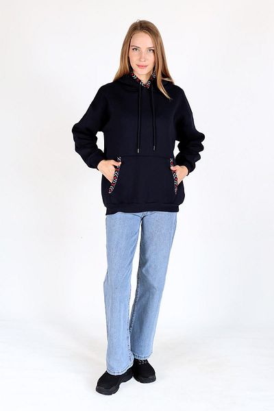 Rays 9141m Hooded Neck Pocket Printed Sweat Navy