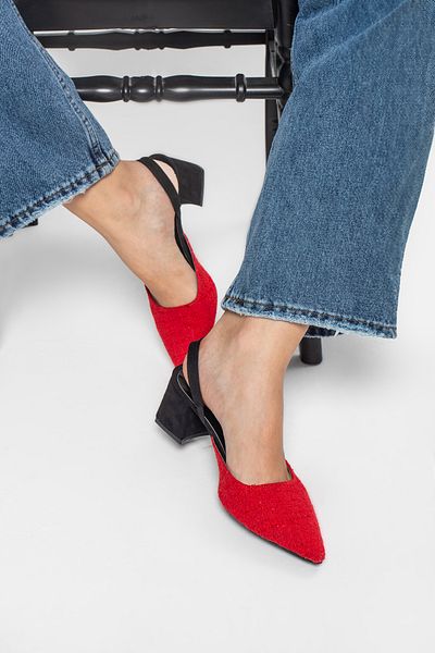 Ömer Ediz Shoes 6 cm Thick Heeled Fabric Detailed Shoes