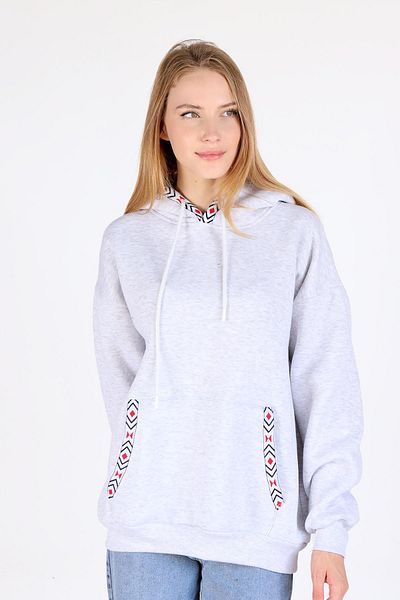 Rays 9141M Суитшърт с качулка Karmelange - с щампа и джоб на яка