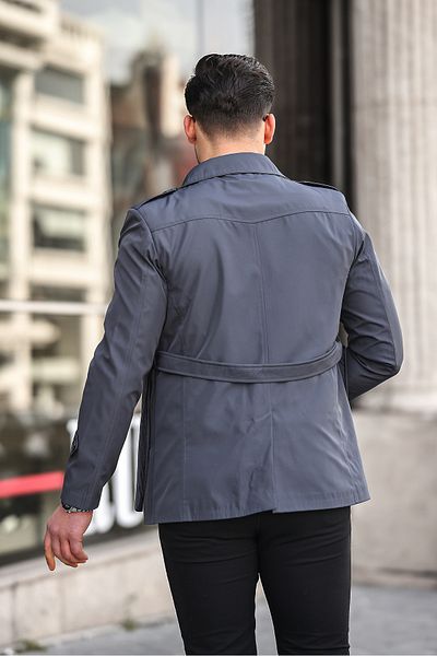 gm giyimarket Ανδρική εποχιακή επένδυση με διπλό στήθος επωμίδα με ζώνη μέσης/παλτό