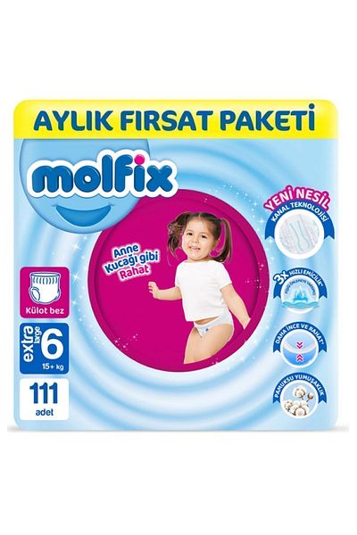 Molfix Panty Diapers Size 6 E.large Monthly Opportunity Package 111 Pieces