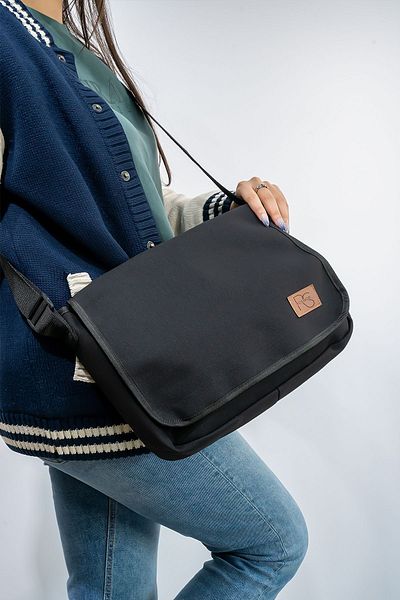 Rosmod Unisex Μαύρη Ποιότητα 2 Διαμερισμάτων Τσάντα Messenger μεγάλου μεγέθους