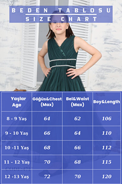 Pantulux Kız Çocuk Saten Astarlı Elbise Tül Kumaş Özel Gün Doğum günü Parti Elbisesi