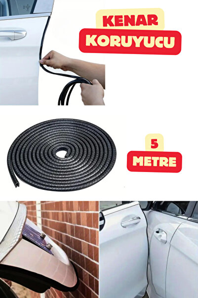 Vekorr 5 Metre Siyah Araba Kapı Kenar Koruyucu Şerit Oto Araç Pratik Yapışkan...
