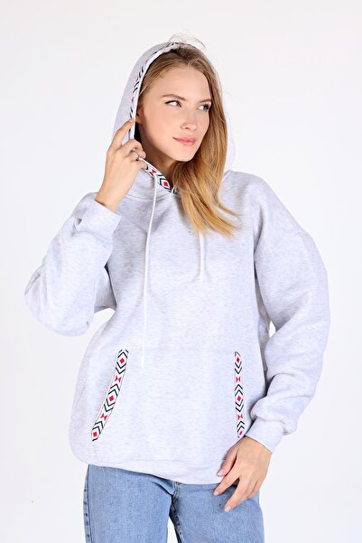 Rays 9141M Суитшърт с качулка Karmelange - с щампа и джоб на яка