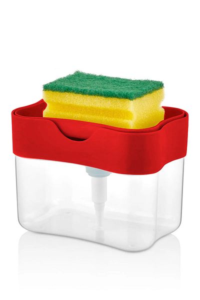 Porsima Org-98 Red Detergent Holder Spongematic - Pump and Soap Dispenser Detergent Organizer