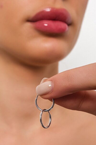 Side Gold Kuyumculuk 14 Ayar Beyaz Altın Halka Küpe 1,3 cm