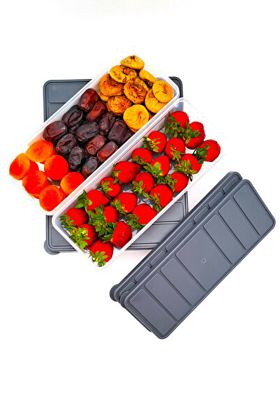 SWENCRAFT Set of 3 Food Storage Containers - Microwave and Drip-Frying, 2.4 Lt and 1.2 Lt Gray Color