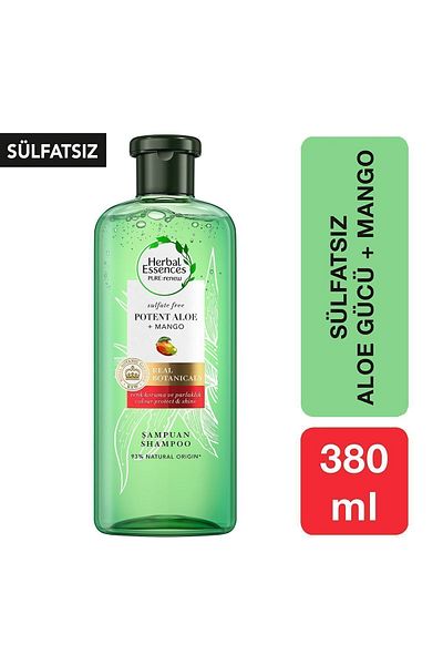 Herbal Essences شامبو قوة الصبار والمانجو - خالي من الكبريتات، 380 مل