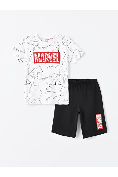 LC Waikiki Marvel Printed Crew nyakú fiú pizsama szett - rövid ujjú és rövidnadrág