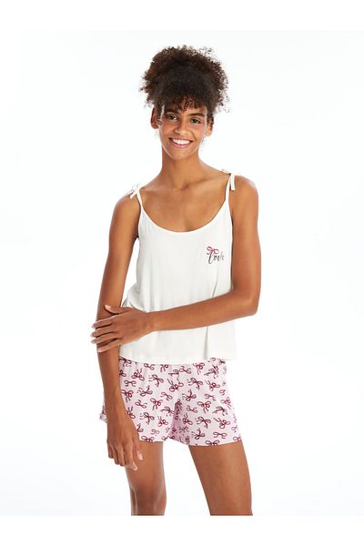 LC Waikiki Strappy U-neck Women's Shorts Pajama Set - Printed
