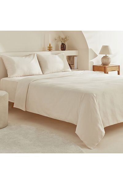 Karaca Home Комплект завивка Sion Ecru King Size - 100% памучен жакардов сатен