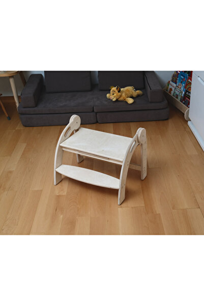 KIDOPPO Montessori Tabure | Ahşap Katlanır Basamak | Çocuk Odası Dekoru | Dayanıklı Katlanır Basamak