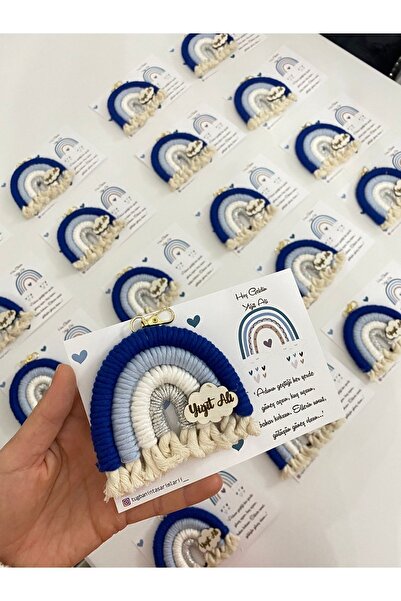 Makromebaby Makrome Gökkuşağı Anahtarlık, Doğum Günü Hediyesi, Baby Shower He...