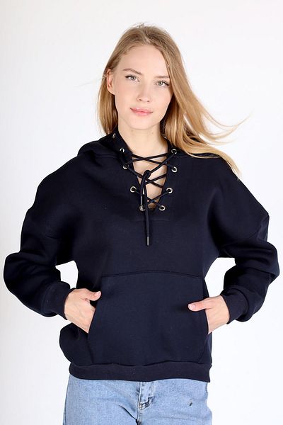 Rays 9145m Model Collar Lacing Detail Sweat Navy