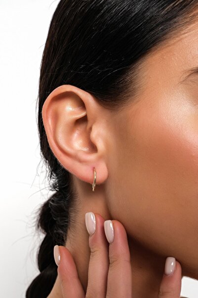 Side Gold Kuyumculuk 14 Ayar Halka Sarı Altın Küpe TEKLİ 1,6 cm