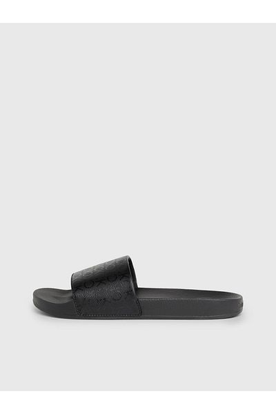 Calvin Klein Women's Brand Logo Rubber Sole Synthetic Material Black Slippers Suitable for Beach and Daily Use HW0