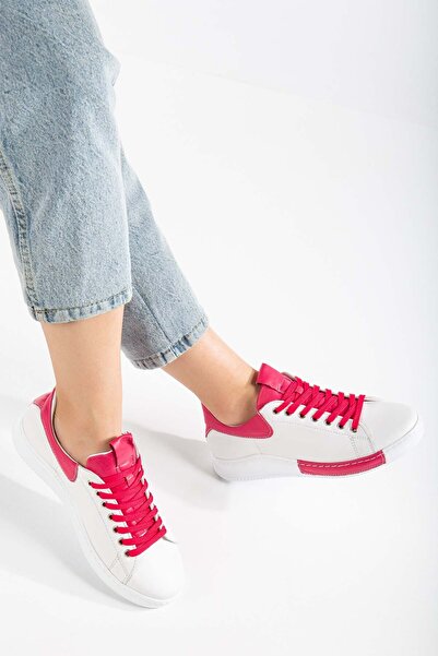 MY DERİ Beck Renk Detaylı Kadın Hakiki Deri Spor Ayakkabı