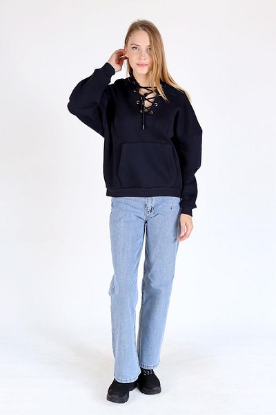 Rays 9145m Model Collar Lacing Detail Sweat Navy
