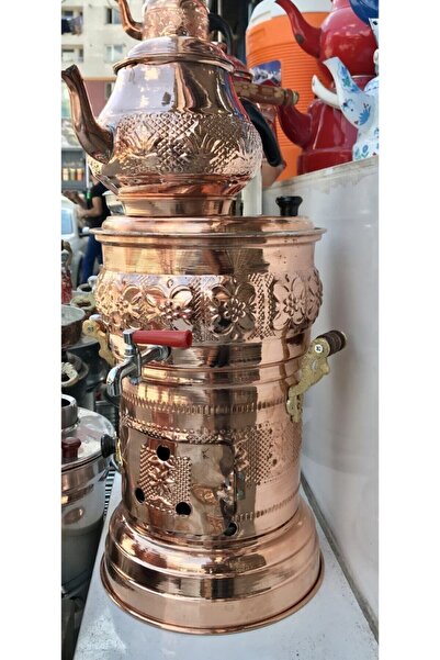 ZÜCEVİM Bakır Semaver 5 lt Odunlu Kömürlü