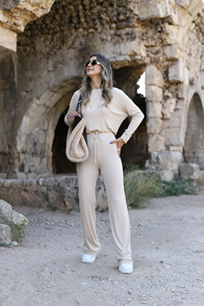 bytugcekaya Σετ κοστούμι με ραβδώσεις μπεζ