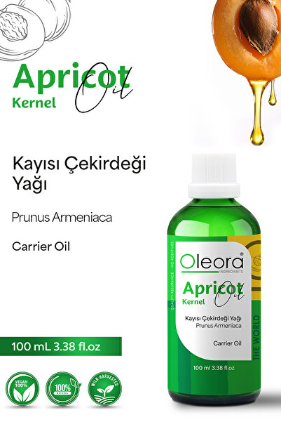 Oleora نقي 100 مل - زيت نواة المشمش، نقي، زيت ثابت، (زيت أبريكوت كيرنيل)
