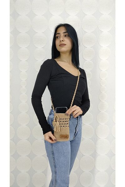 ZÜMAL Daily Hand Knitted Women's Shoulder Phone Bag (COLOR STRAW)
