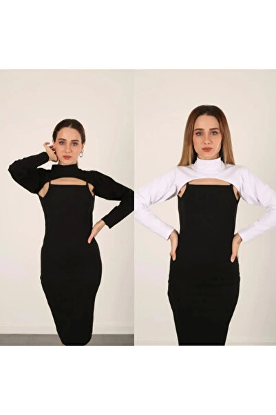 LİVE SPORT Bumbac pieptănat compact alb-negru - 100% bumbac guler hidžáb pent...