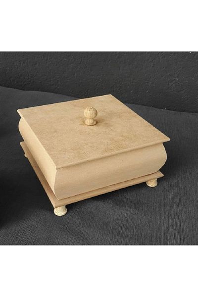 Altınyapı Hobi Market Raw Mdf Unpainted Small Square Sugar Bowl and Jewelry Box