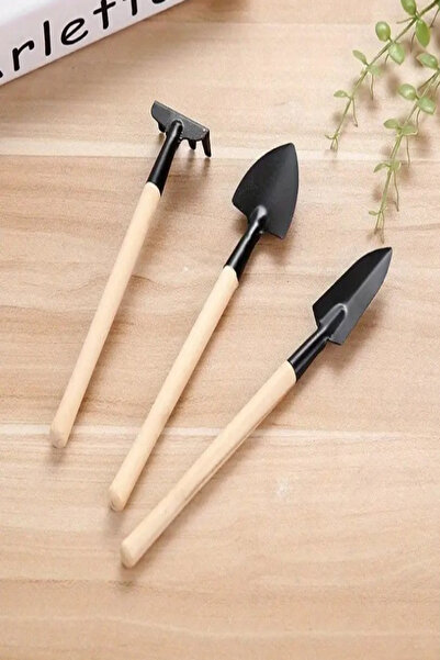 Tor Store Portatif Çok Amaçlı Kamp Hobi Bahçesi Saksı İçin Mini Kazma Kürek L Tırmık Seti 3 in 1