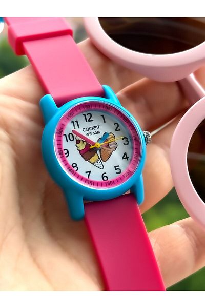Cockpit Pink Silicone Cord Brand Girl's Wristwatch Bracelet - Suitable for Marine Use