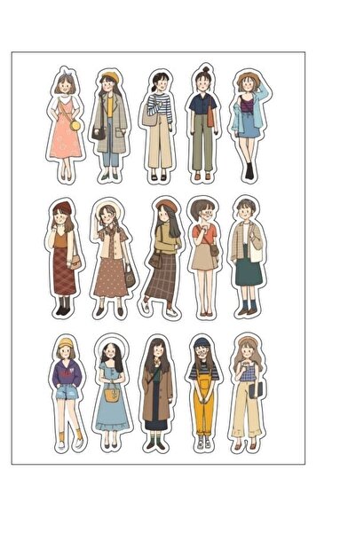 SF SCRAPBOOK KIRTASİYE Fashion Sevimli Kız Temalı Sticker Set Planlayıcı Ajan...