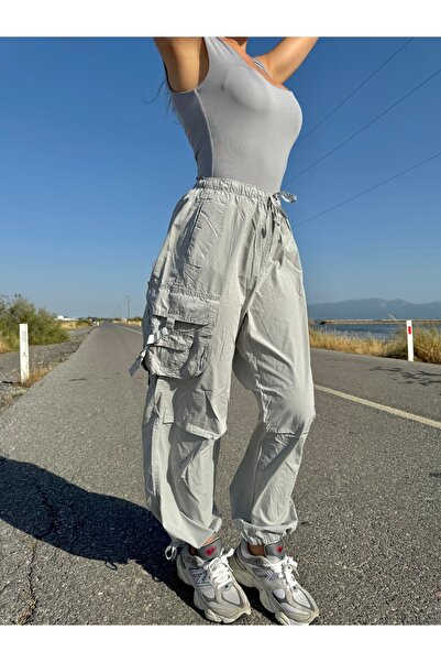 imrayboutique Kadın Pull And Bear Kargo Cepli Paraşüt Pantolon