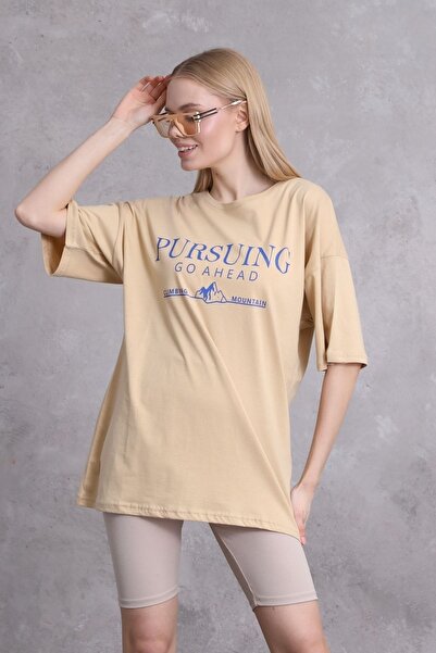 Mad&Calf Γυναικείο μπλουζάκι Pursing Go Ahead με στάμπα Oversize