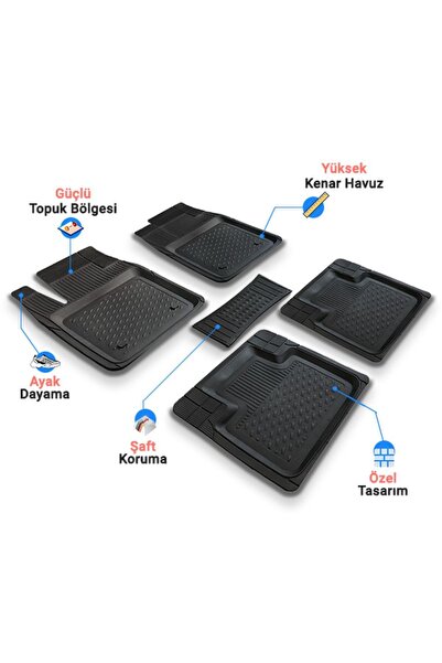 SAFİR Fiesta 2011 Uyumlu Siyah 3d Ekstra Derin Havuzlu Paspas Seti