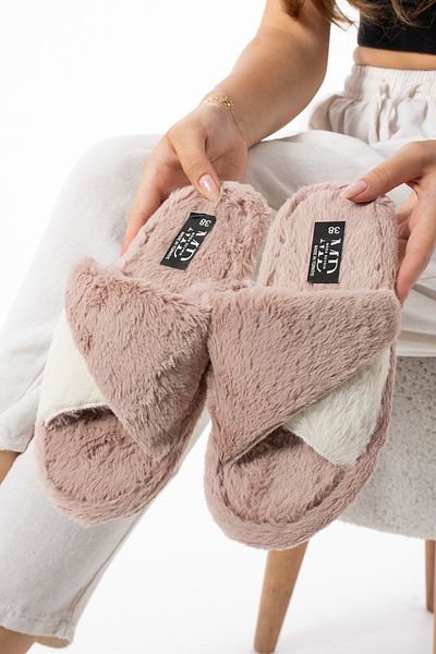 Moda Devrin Χειμερινές βελούδινες παντόφλες κινέζικης ραφής Dusty Rose - Παντόφλες εσωτερικού χώρου με αθόρυβη σόλα
