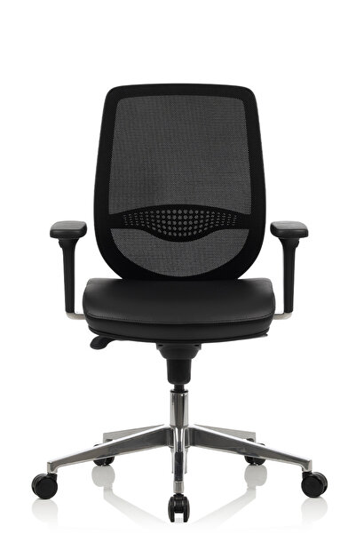 Bürosit Rhyme Alüminyum Ayarlı Kolçaklı Çalışma Koltuğu (SUNİ DERİ)