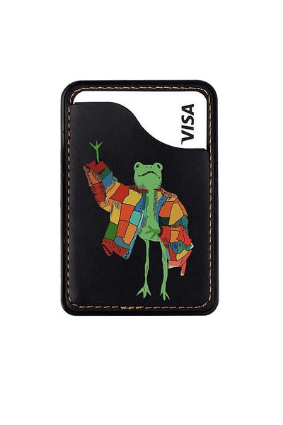 omix X300 X400 X500 X600 X700 X5 X6 X7 X3 X6 X7 Leather Card Holder Case Hipster Frog