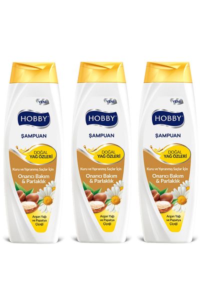 Hobby Argan Oil and Chamomile Flower Shampoo - 600 Ml, 3 Pieces