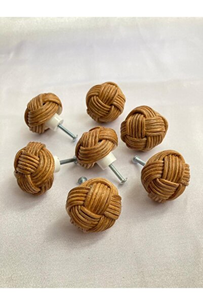 kumru by saadet & fatma 1 Adet Bohem Hasır Bambu Rattan Yuvarlak Kulp - Koyu ...